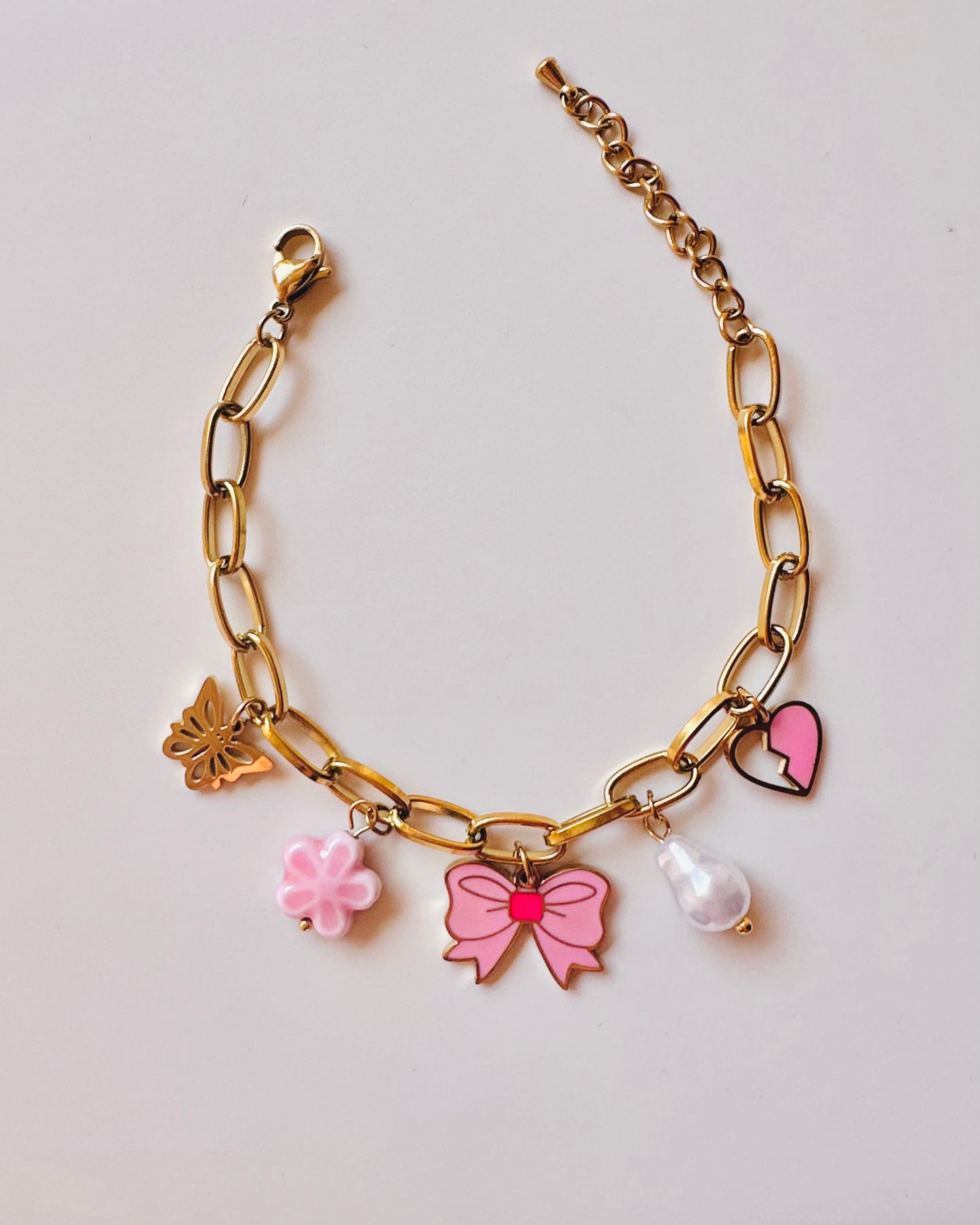 Pink Butterfly Charm Bracelet