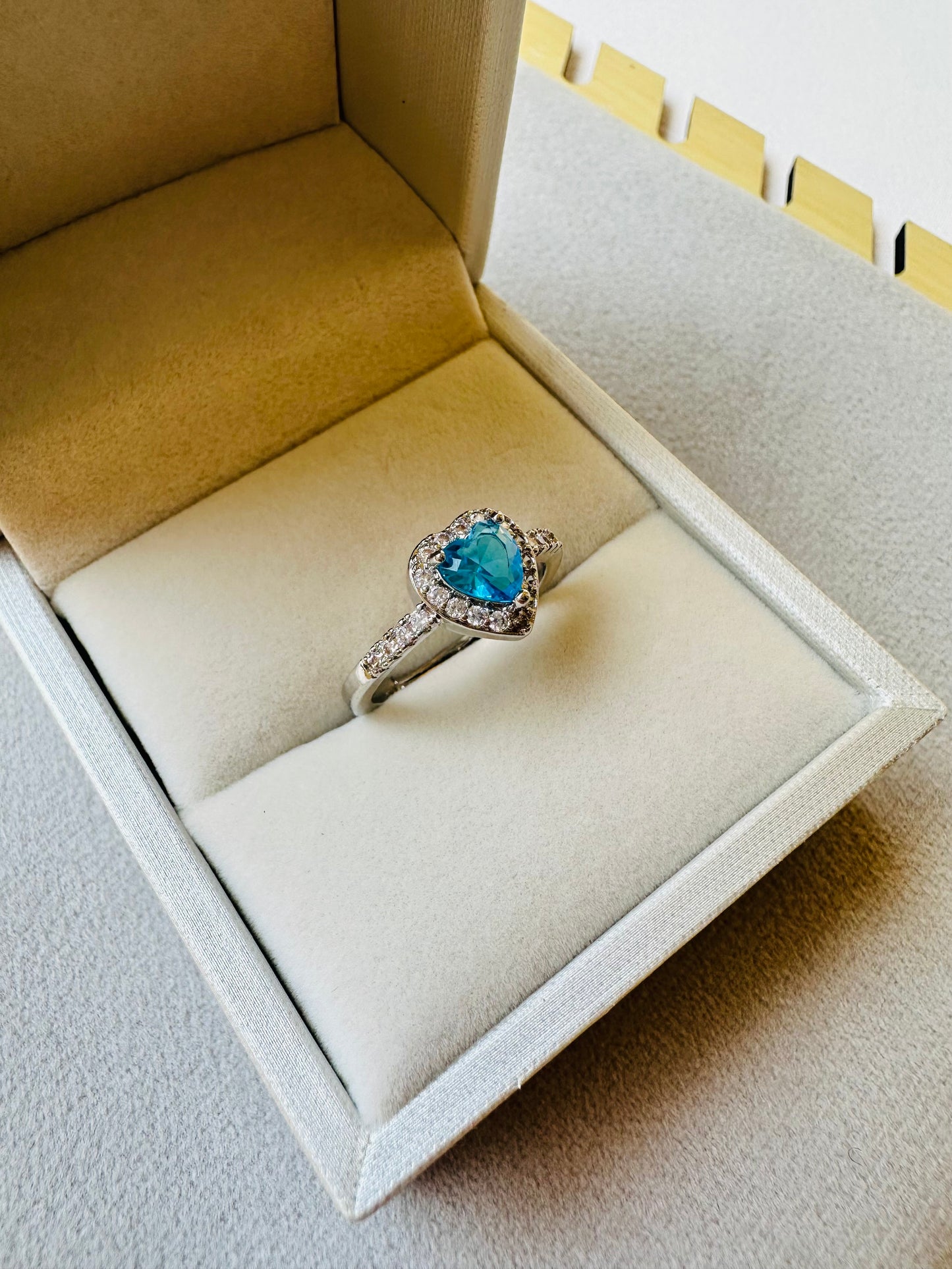 Blue Heart Silver Ring