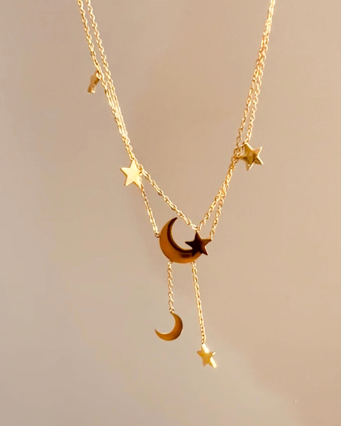 Triple Crescent & Stars Necklace
