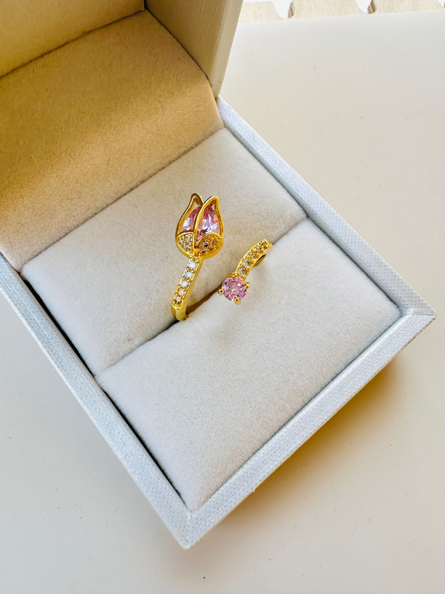 Pink tulip ring