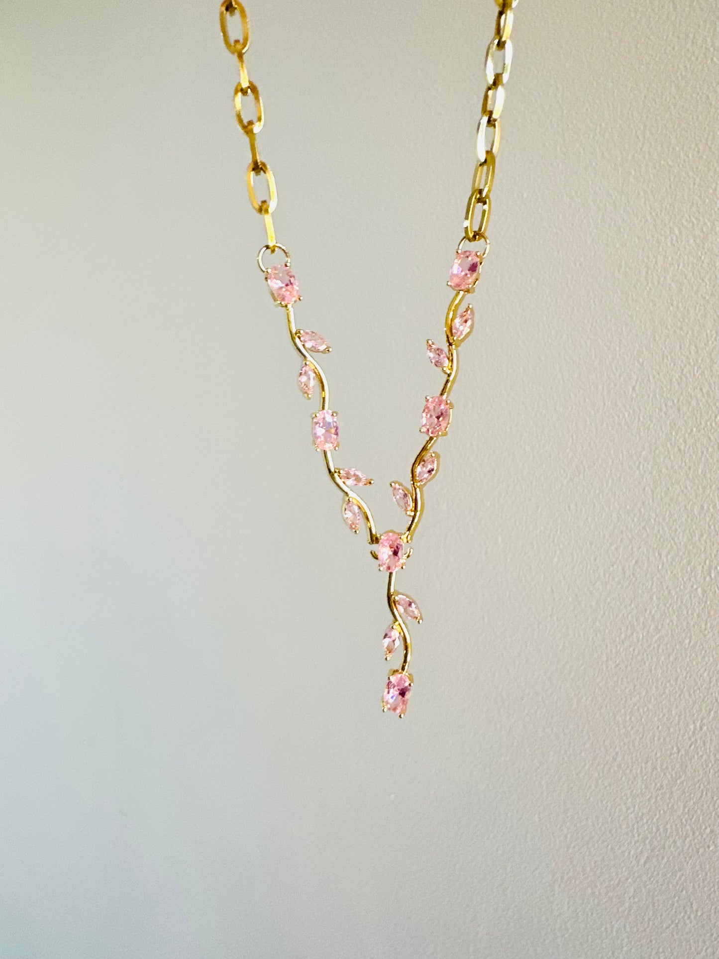 Pink Tulip Gold Plated Necklace
