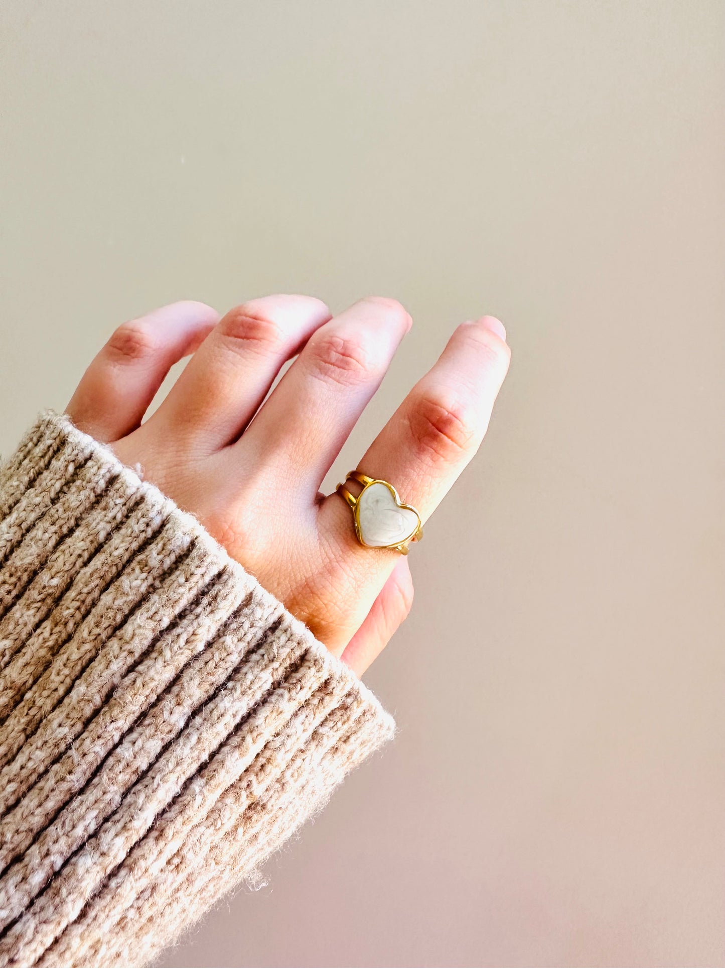 White Heart Ring