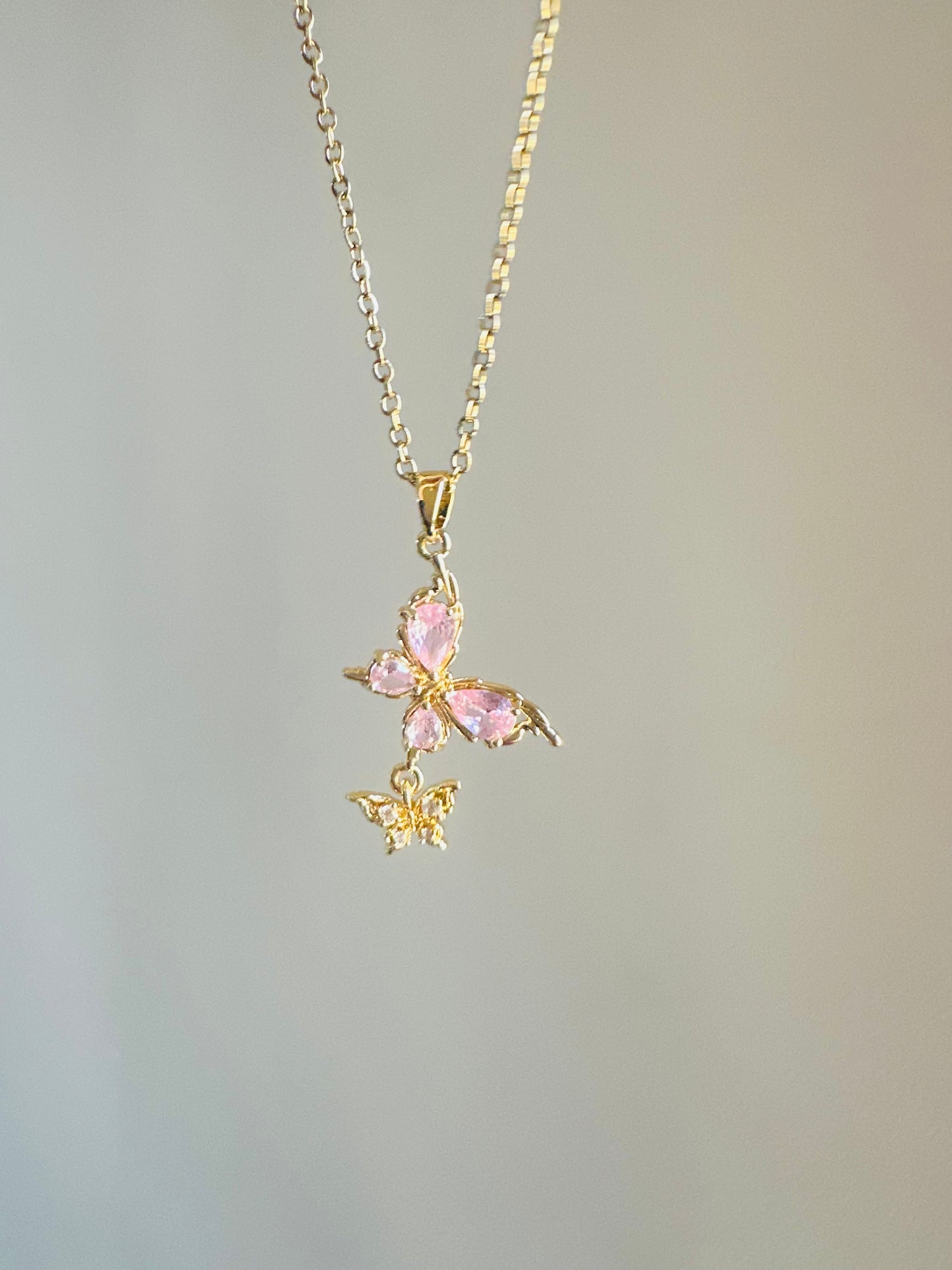 Pink Butterfly Necklace