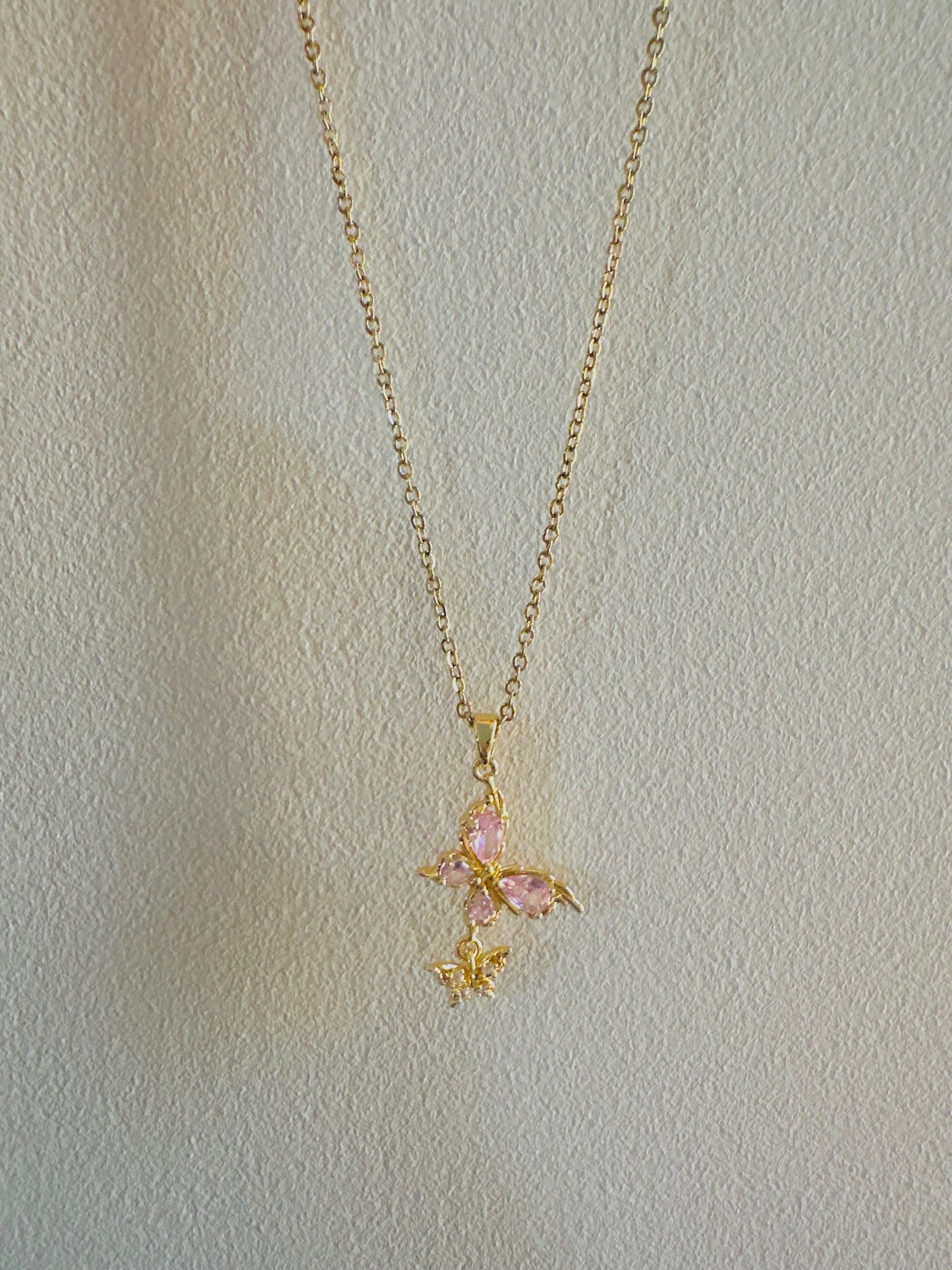 Pink Butterfly Necklace