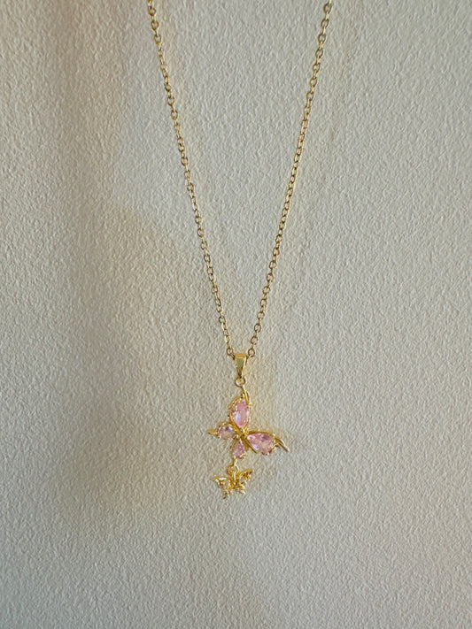 Pink Butterfly Necklace