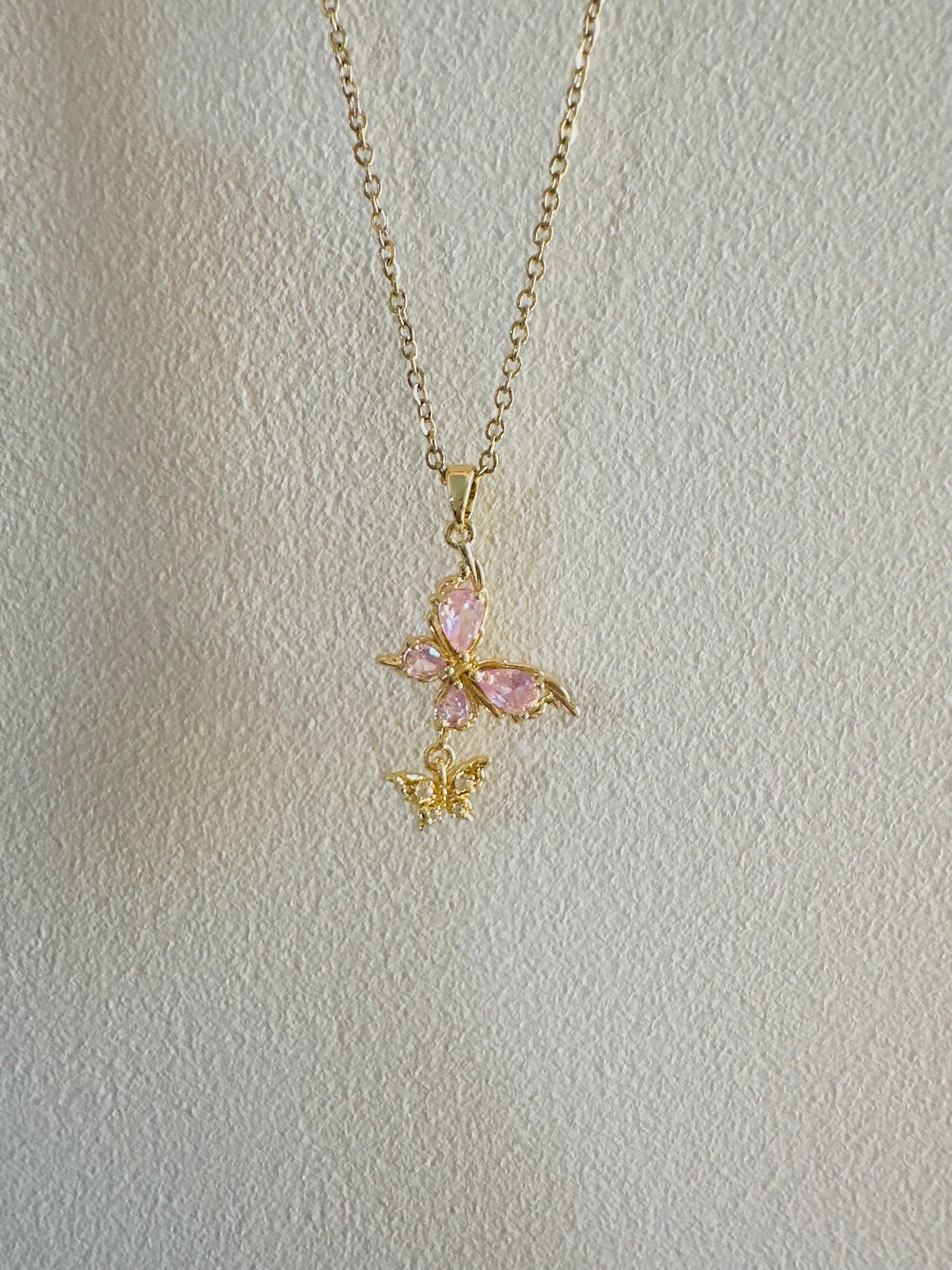 Pink Butterfly Necklace