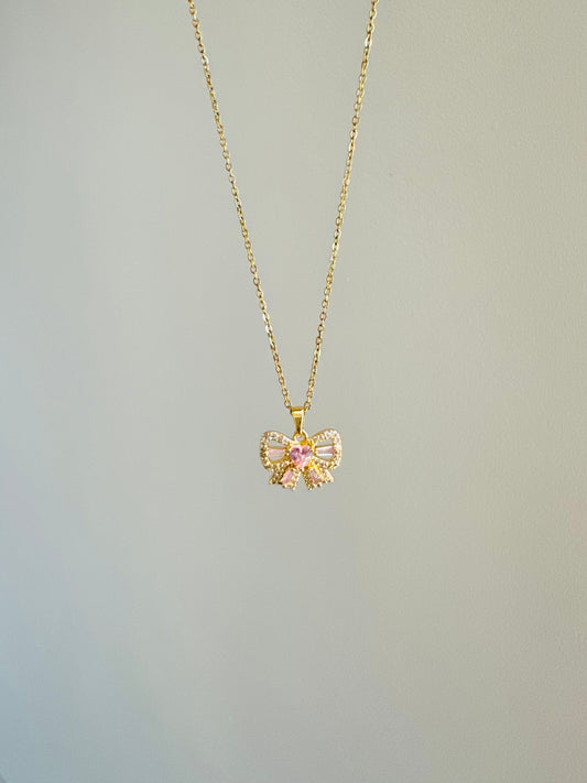 Pink Bow Necklace