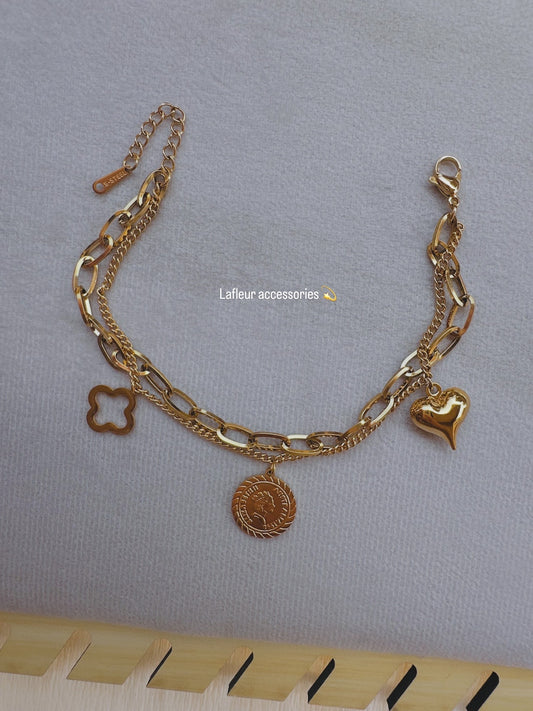 ✨ Gold Heart & Coin Bracelet