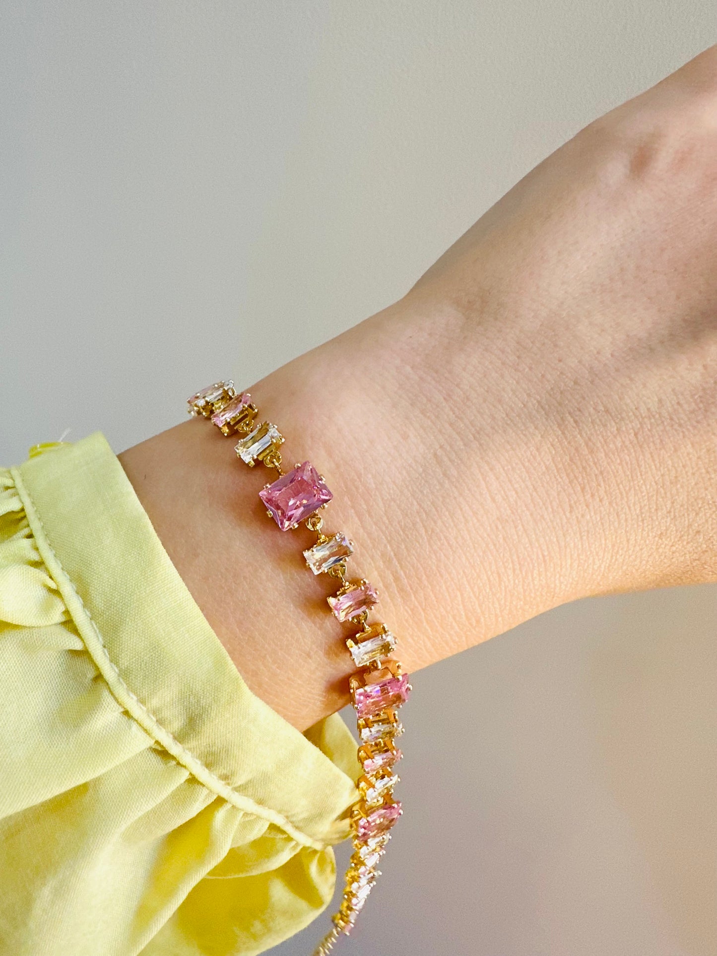 Pink Crystal Gold-Plated Bracelet