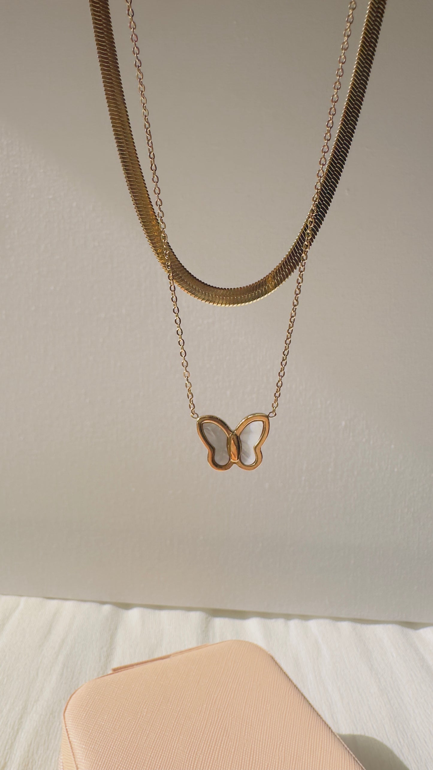 Butterfly & Snake Chain Necklace – Stainless Steel