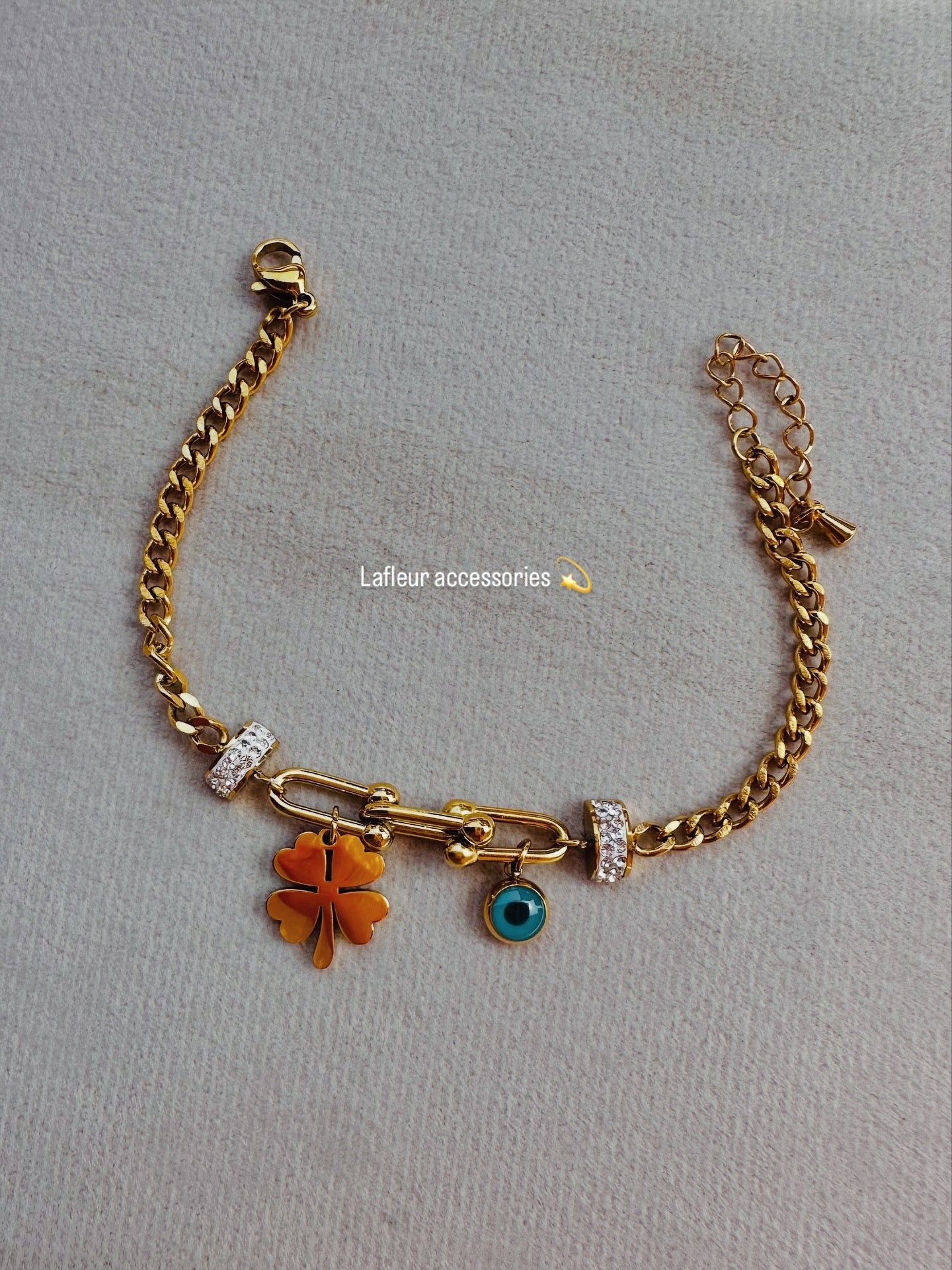 Gold Eye & Flower Bracelet