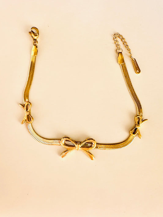 Snake Chain Bow Bracelet – Stainless Steel