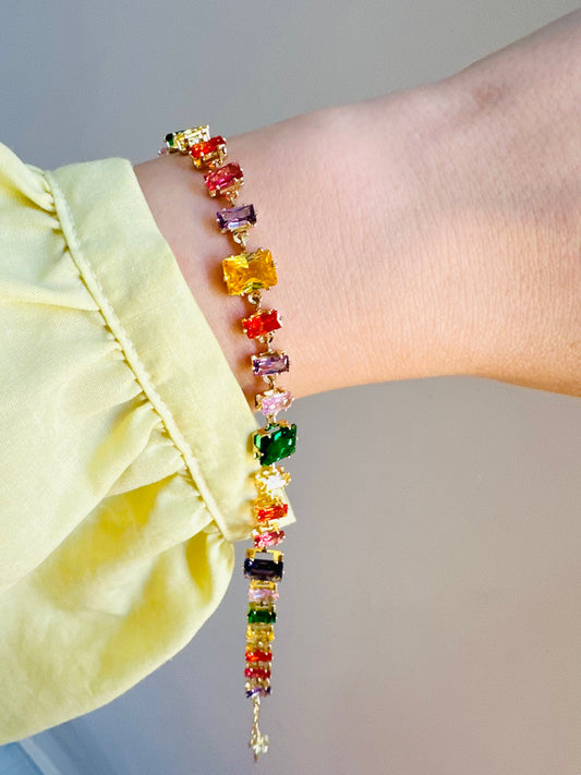 Multicolor Crystal Gold-Plated Bracelet