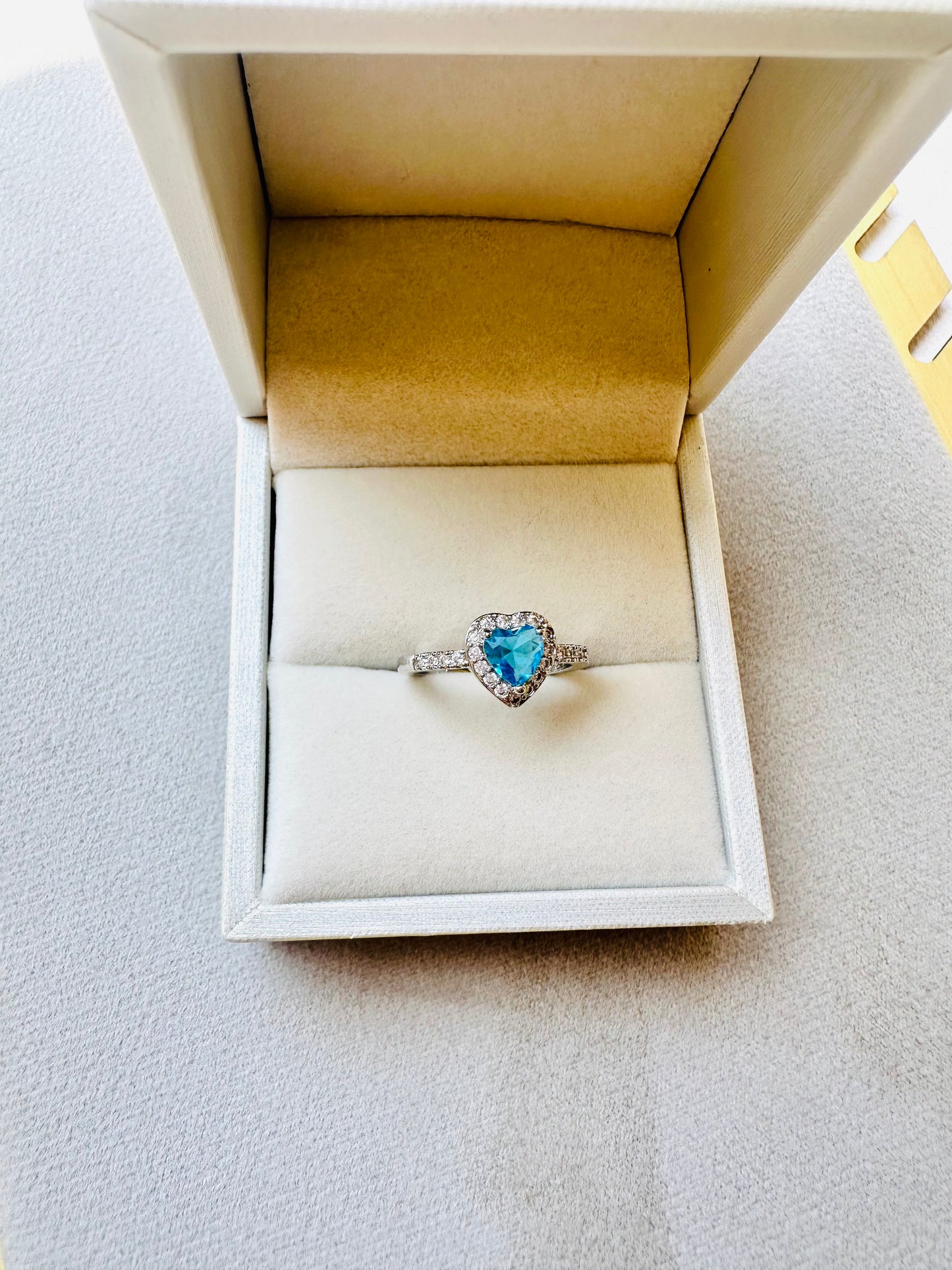 Blue Heart Silver Ring