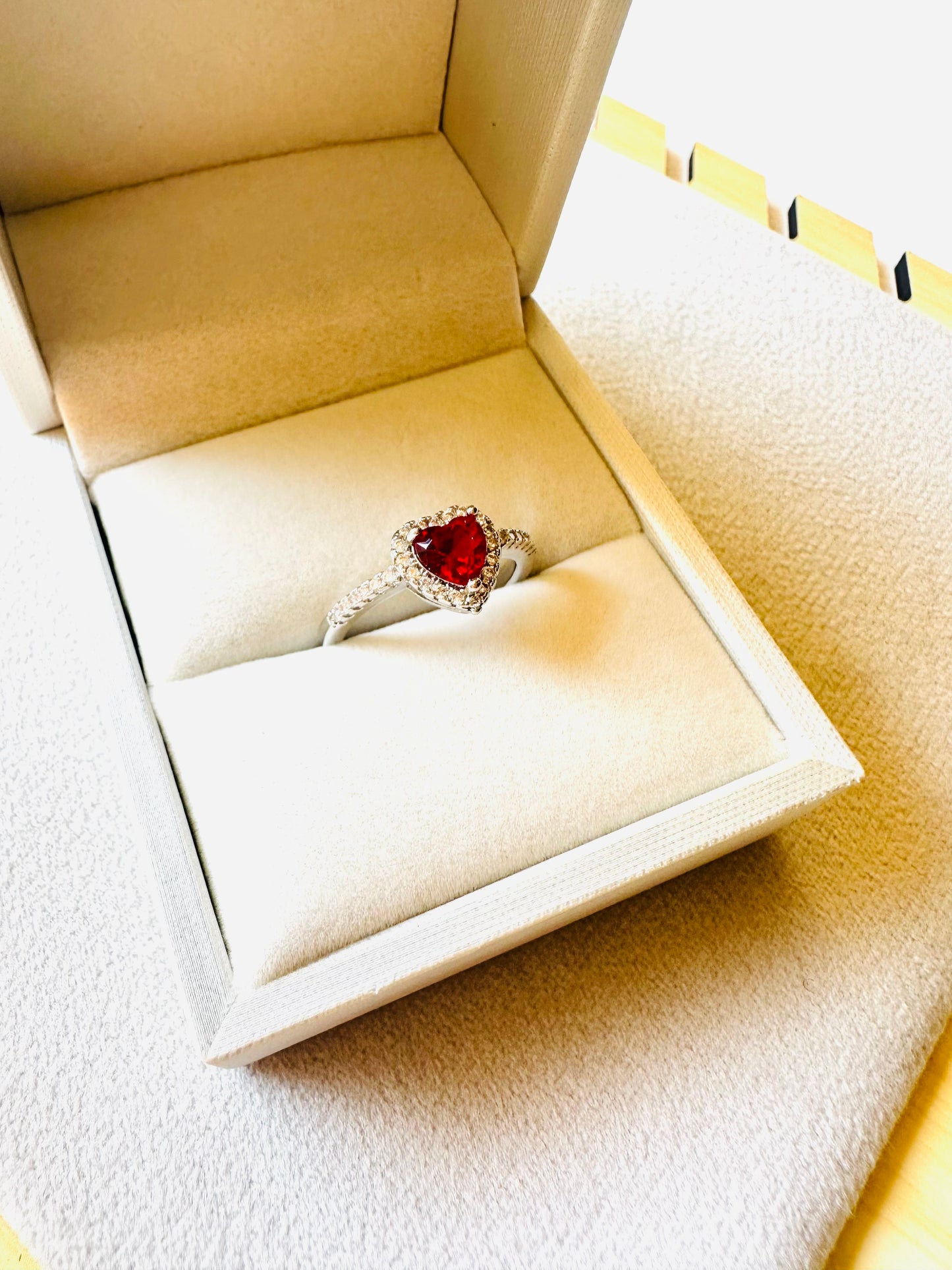 Red Heart Silver Ring
