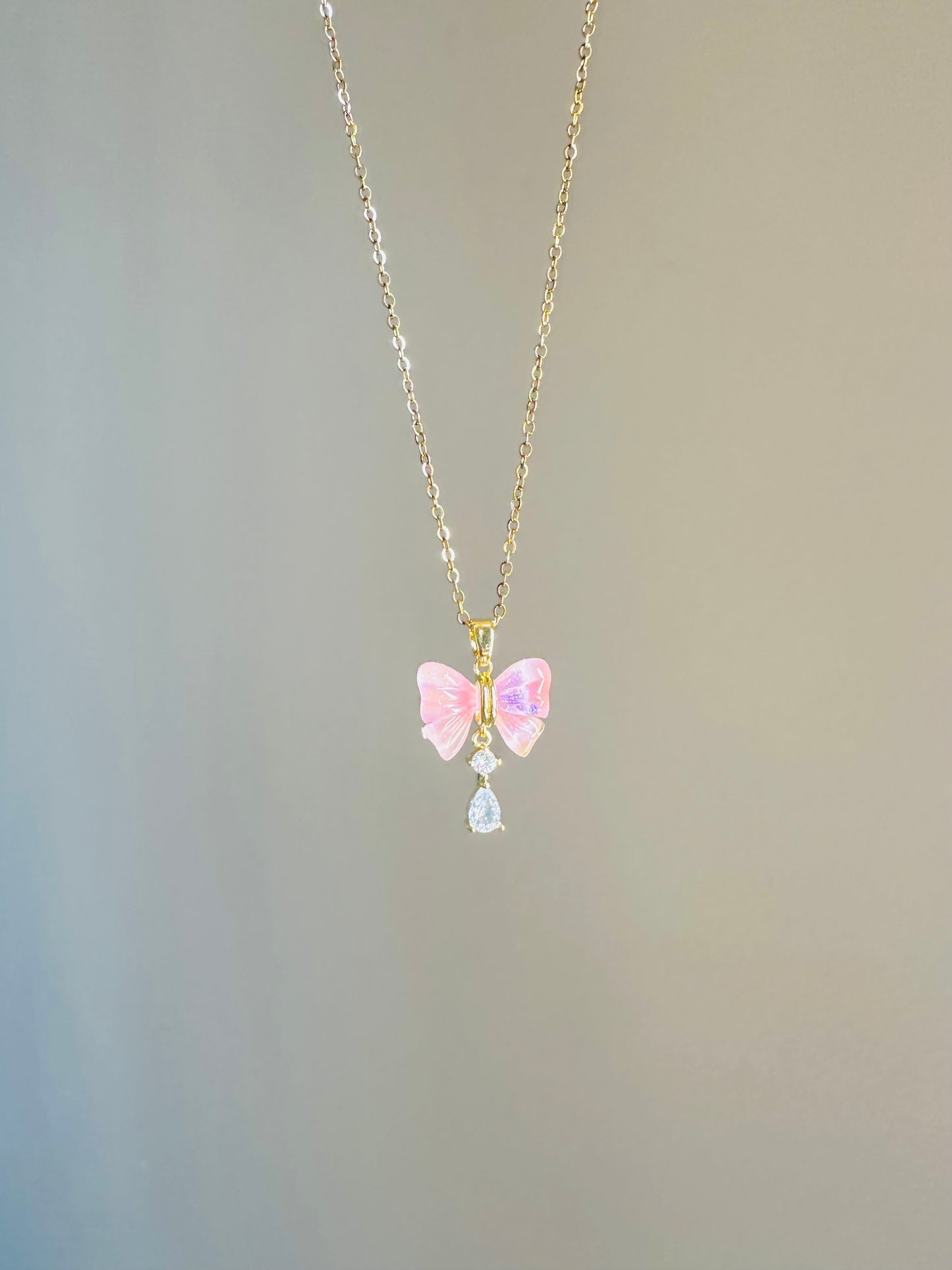 Pink Bow Necklace