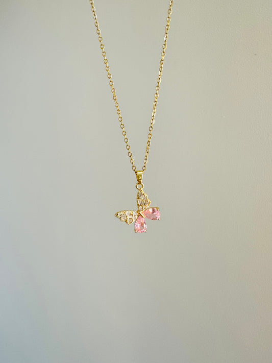 Pink Butterfly Necklace
