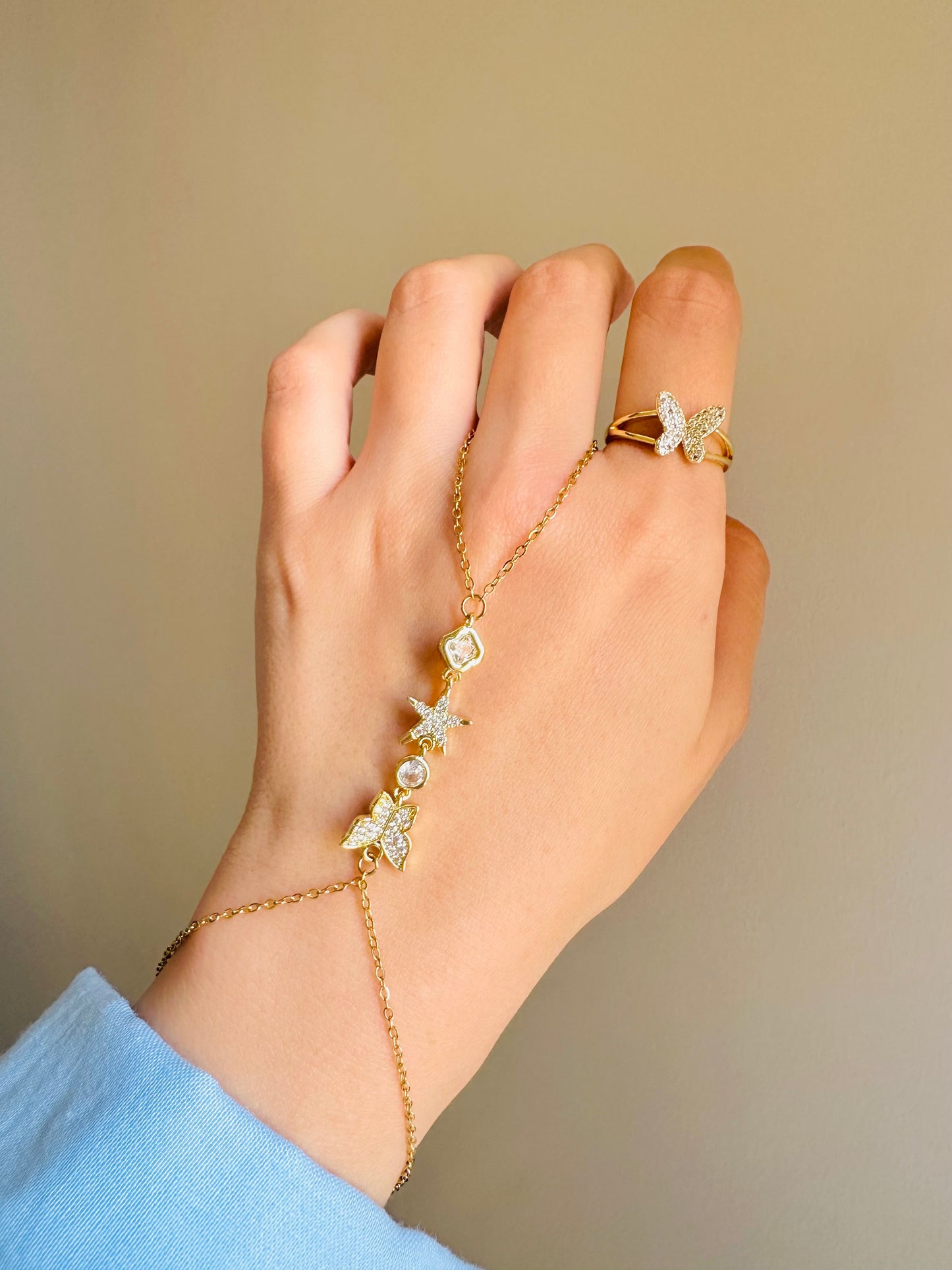 Gold-Plated Butterfly Hand Chain