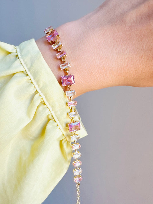 Pink Crystal Gold-Plated Bracelet