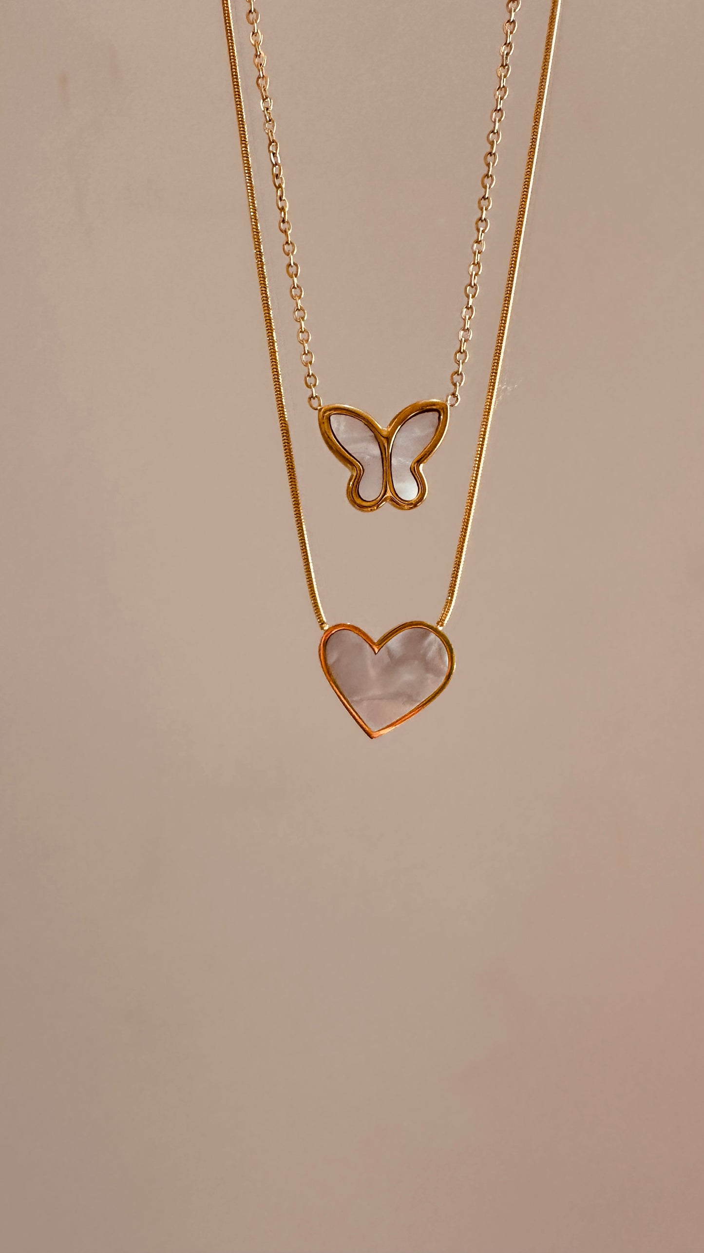 Butterfly & Heart Necklace – Stainless Steel