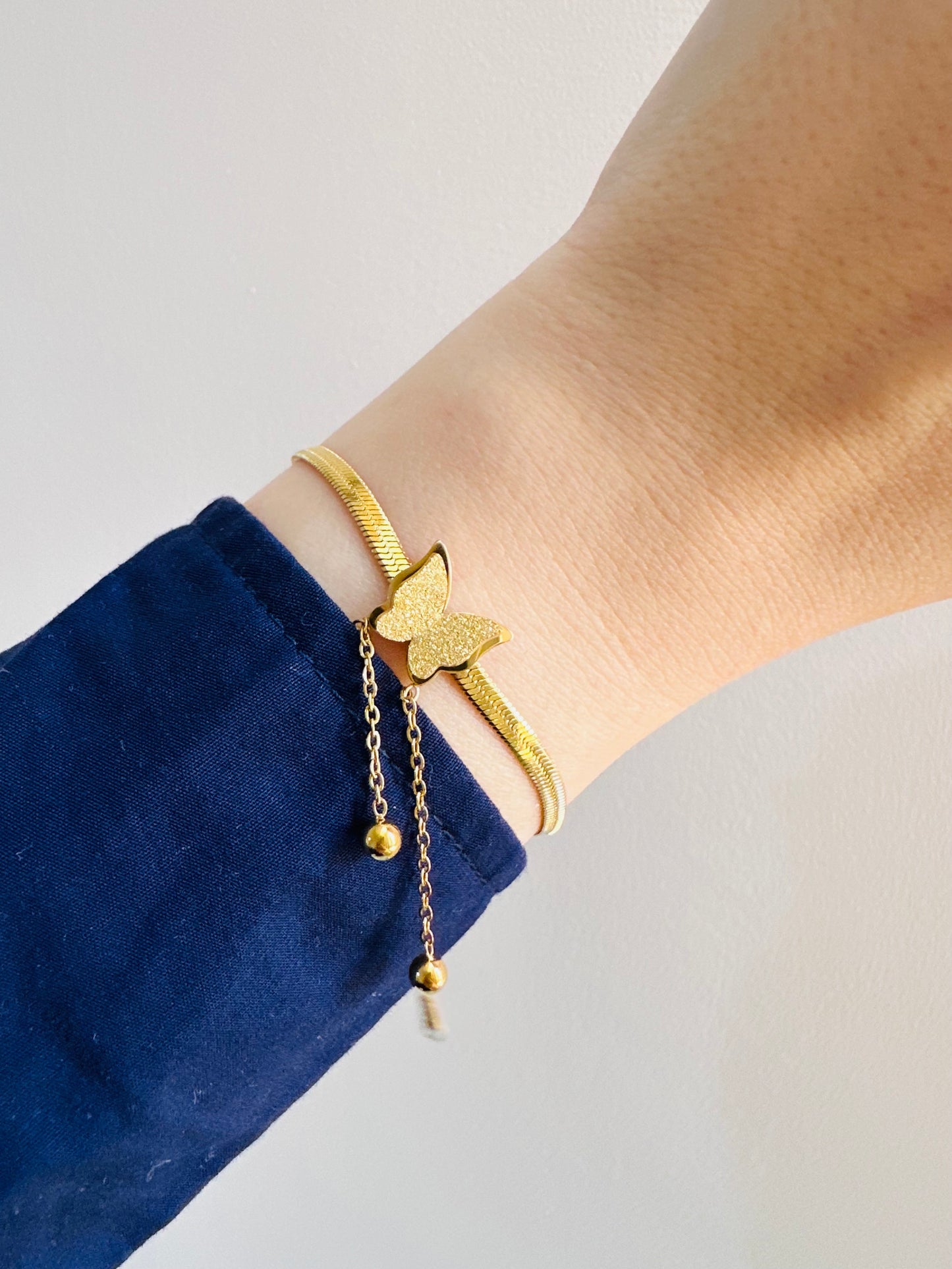 Butterfly Snake-Chain Bracelet – Stainless Steel