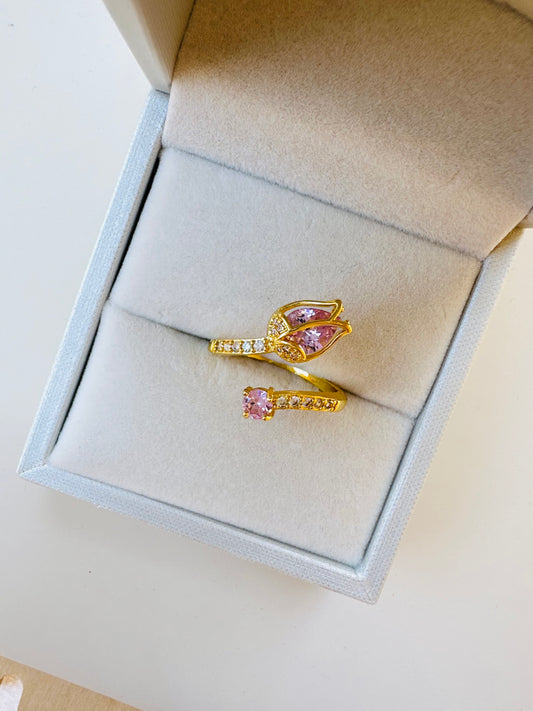 Pink tulip ring