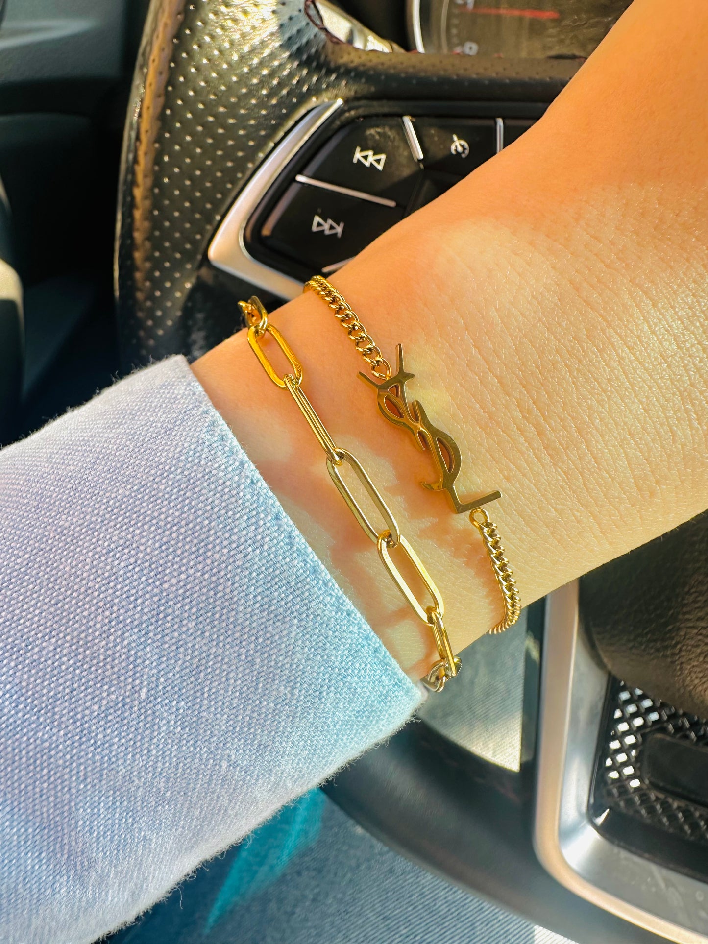 Gold Stainless Steel Bracelet Set – 2 Pieces
