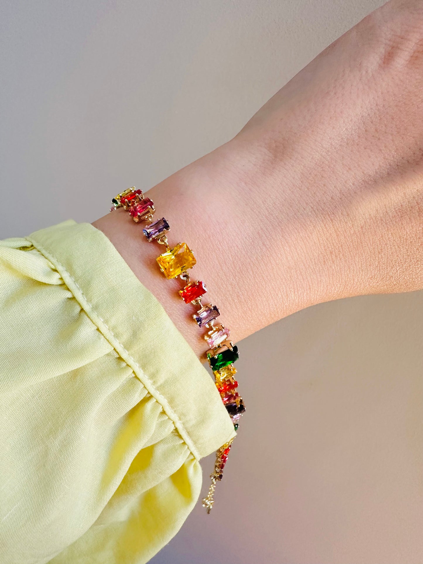Multicolor Crystal Gold-Plated Bracelet