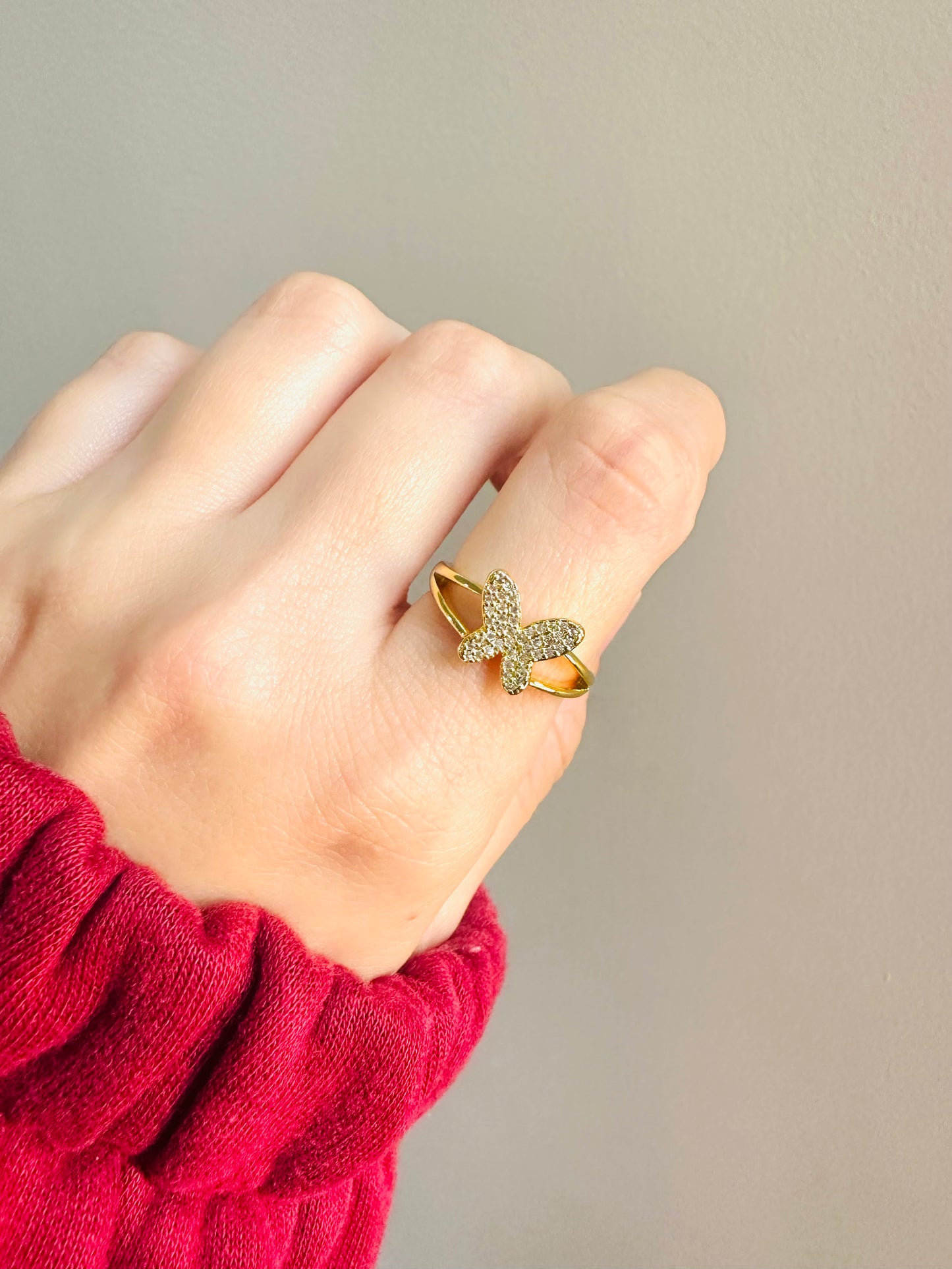 Gold Plated Butterfly Ring