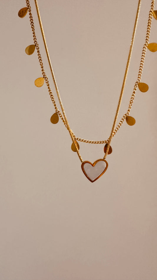 Heart & Lightning Layered Necklace – Stainless Steel