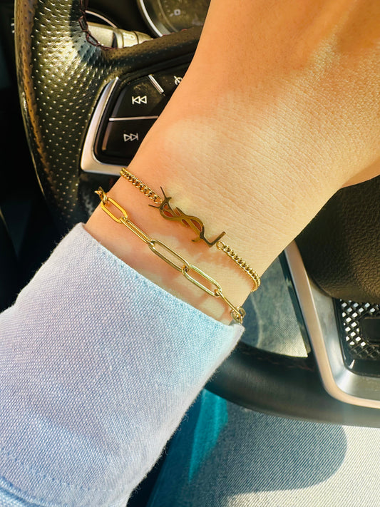 Gold Stainless Steel Bracelet Set – 2 Pieces
