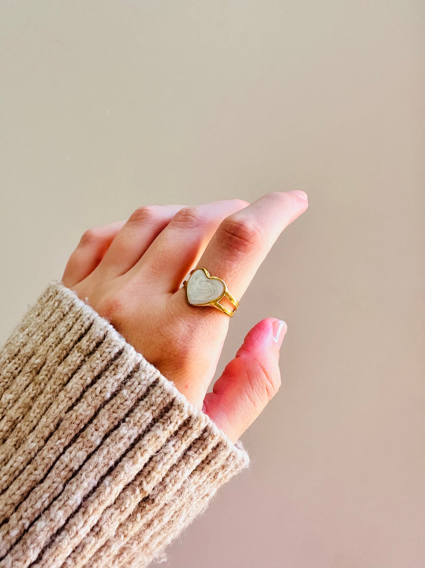 White Heart Ring