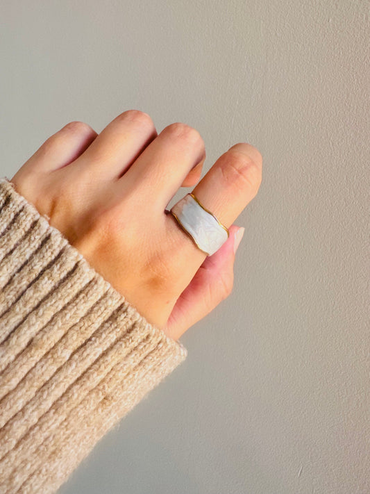 White Stainless Steel Ring