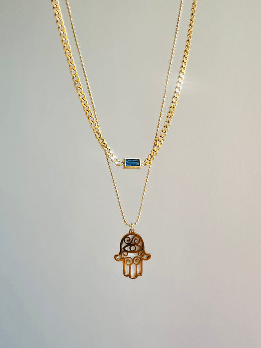 Blue Stone Hand of Fatima Necklace ✨💙