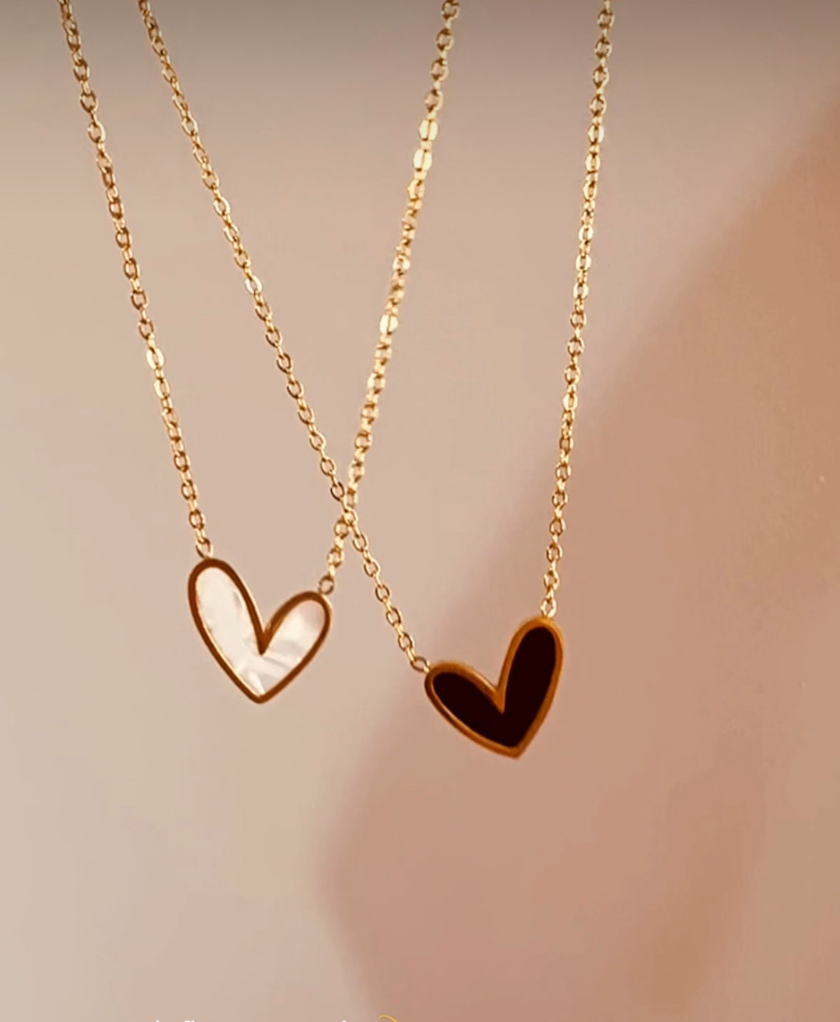 Black & White Heart Necklace – Stainless Steel