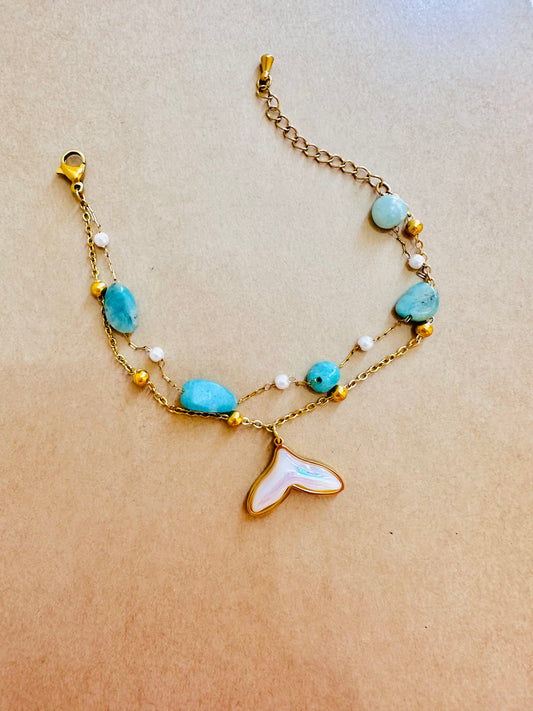 Blue Stone Double Layer Bracelet – Stainless Steel