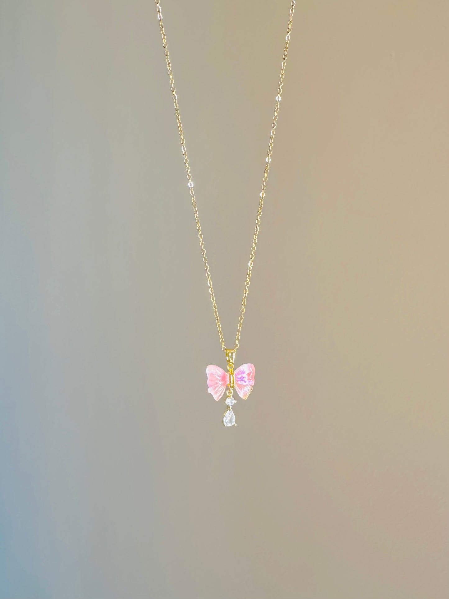 Pink Bow Necklace