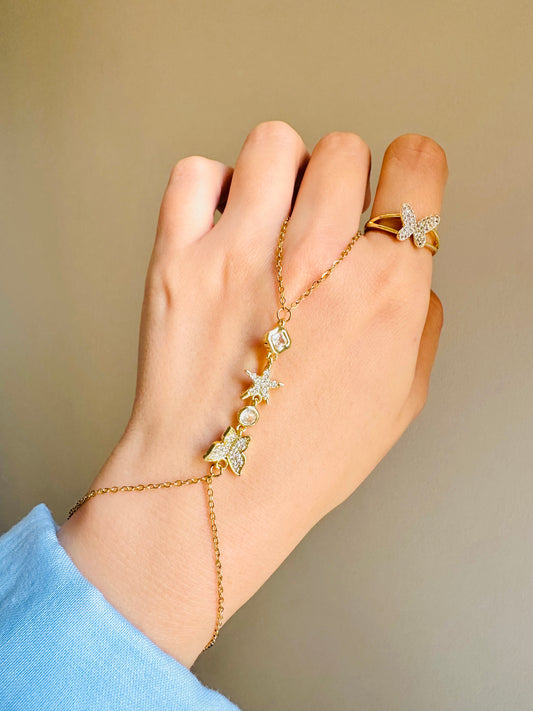 Gold-Plated Butterfly Hand Chain
