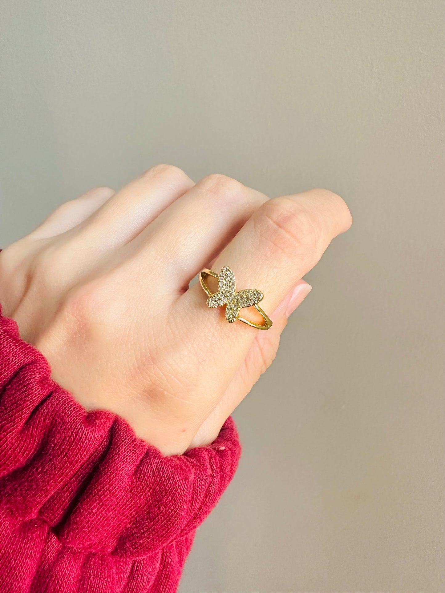 Gold Plated Butterfly Ring