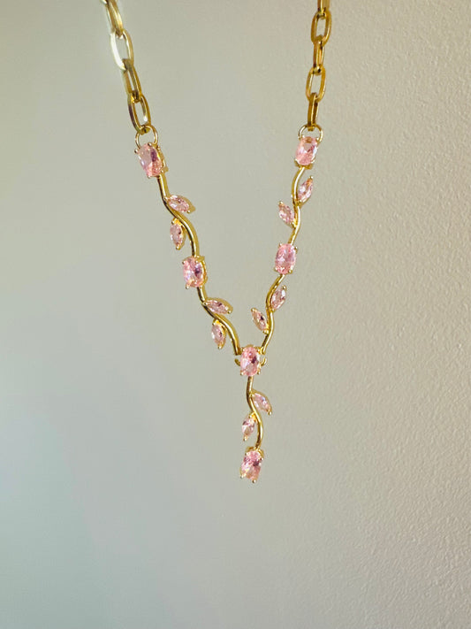 Pink Tulip Gold Plated Necklace