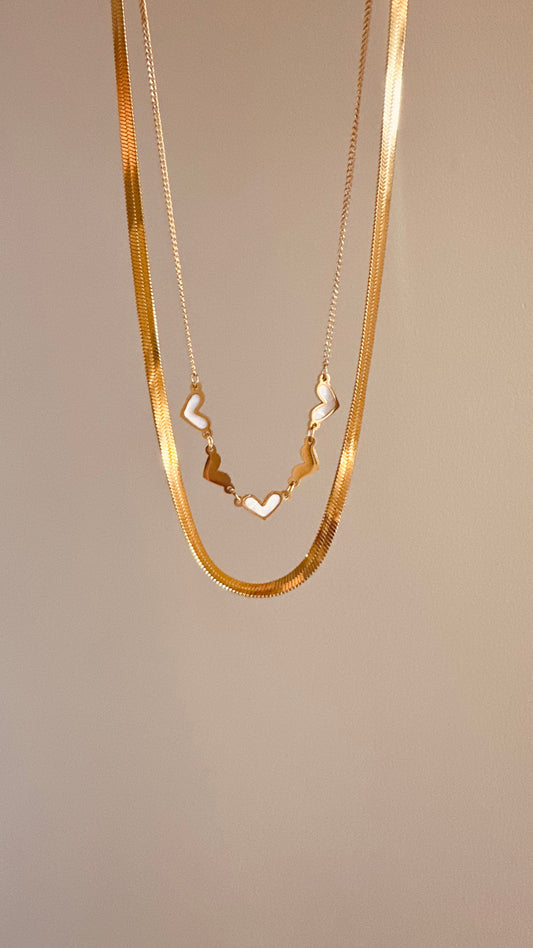 Heart & Snake Double Necklace